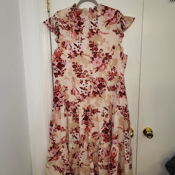 Alex Marie Pink Floral Dress Flutter Sleeve Ruffle Women's Size 18 - Picture 7 of 11